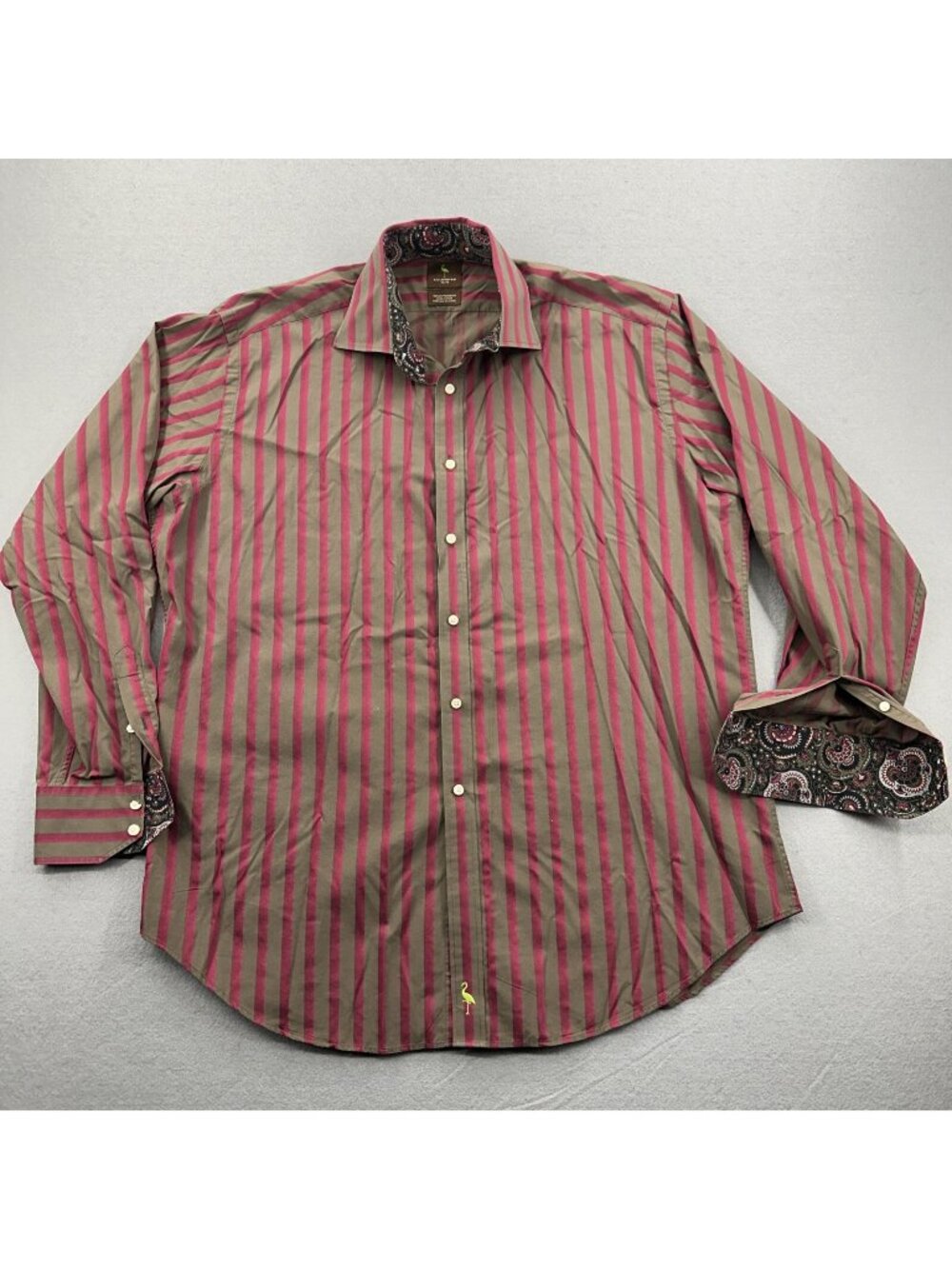 TailorByrd Long Sleeve Shirt Men XL Button Up Striped Paisley Flip Cuff Y2K Top